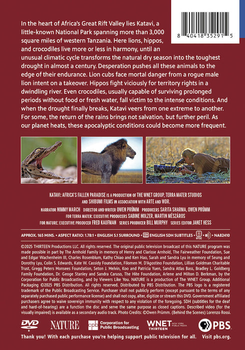 NATURE: Katavi - Africa's Fallen Paradise (MOD) (DVD Movie) - back cover art