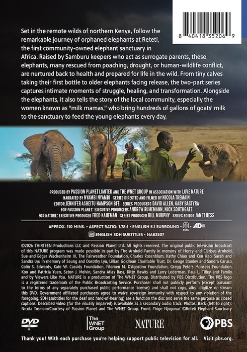 Nature: Becoming Elephant - The Orphans of Reteti (MOD) (DVD Movie) - back cover art