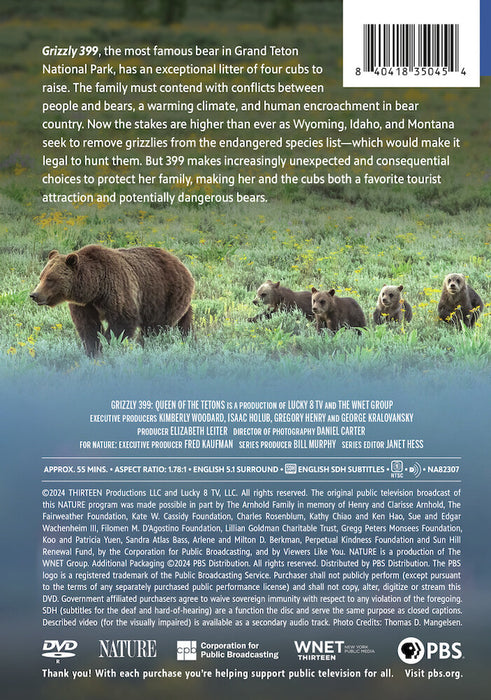 Nature: Grizzly 399 - Queen of the Tetons (MOD) (DVD Movie) - back cover art