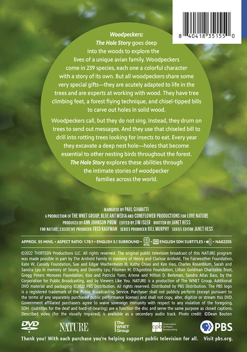 Nature: Woodpeckers - The Hole Story (MOD) (BluRay Movie) - back cover art