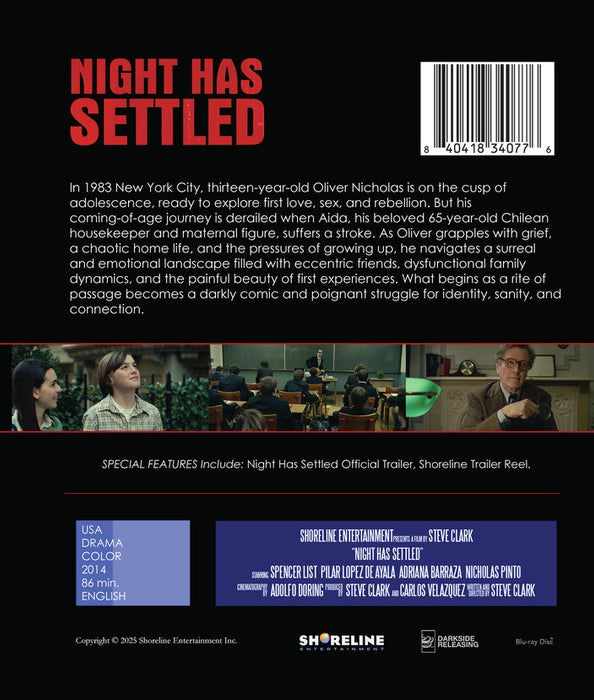 Night Has Settled (MOD) (BluRay Movie) - back cover art