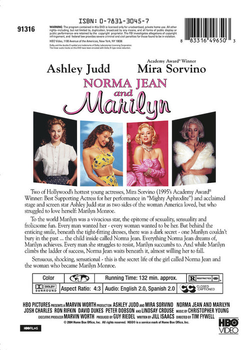 Norma Jean and Marilyn (MOD) (DVD Movie) - back cover art