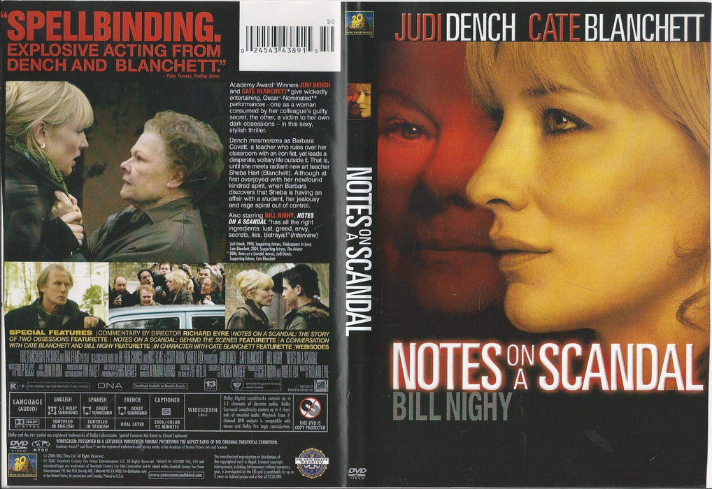 Notes on a Scandal DVD - movie cover art