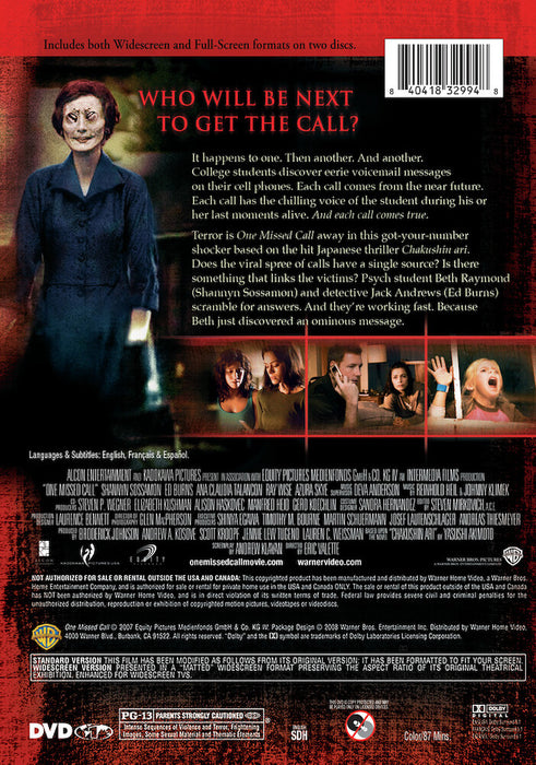 One Missed Call (MOD) (DVD Movie) - back cover art