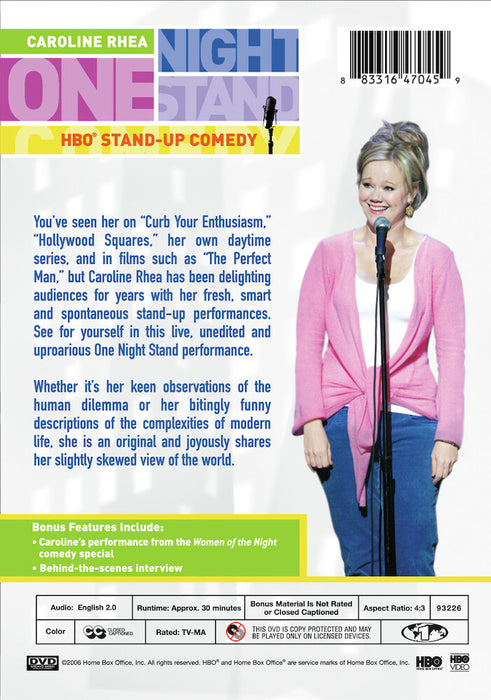 One Night Stand: Caroline Rhea (MOD) (DVD Movie) - back cover art