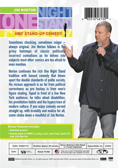 One Night Stand: Jim Norton (MOD) (DVD Movie) - back cover art