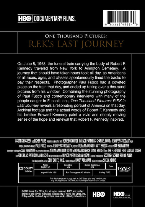 One Thousand Pictures: RFK's Last Journey (MOD) (DVD Movie) - back cover art