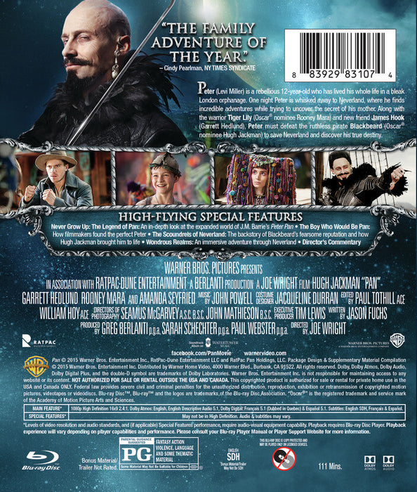 Pan (MOD) (BluRay Movie) - back cover art