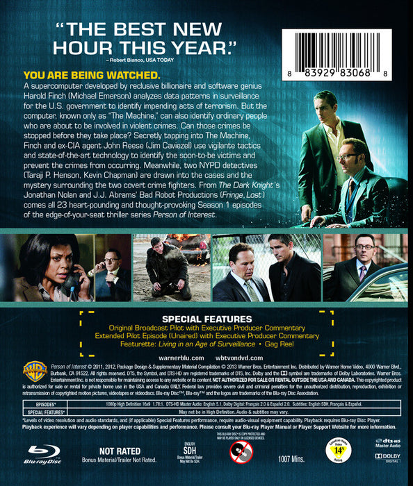 Person of Interest: The Complete First Season (MOD) (BluRay Movie) - back cover art