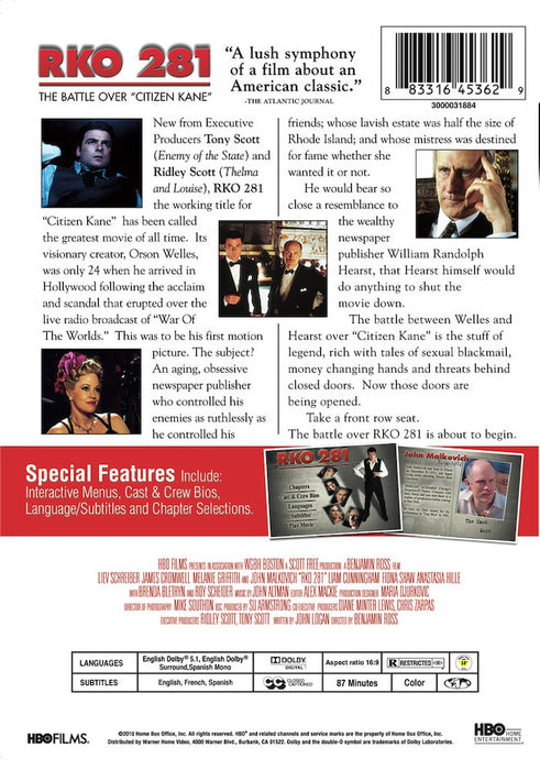 RKO 281 (MOD) (DVD Movie) - back cover art