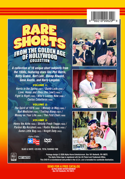 Rare Shorts from the Golden Age of Hollywood Collection (3 (MOD) (DVD Movie) - back cover art