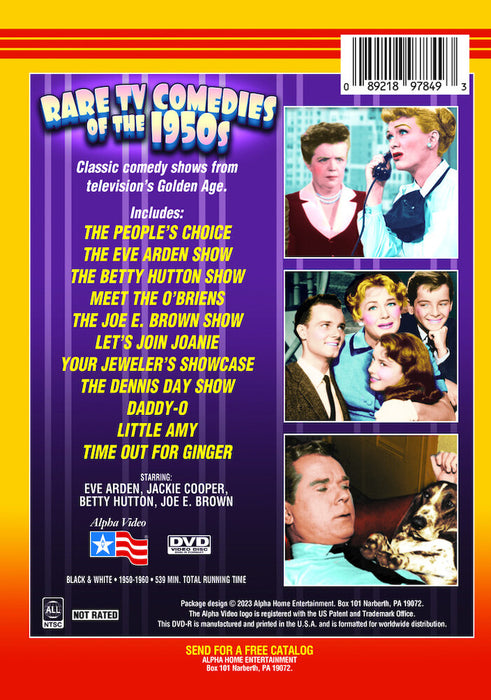 Rare TV Comedies of the 1950s (MOD) (DVD Movie) - back cover art