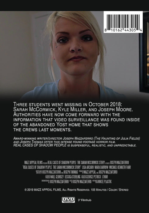 Real Cases of Shadow People: The Sarah McCormick Story (MOD) (DVD Movie) - back cover art
