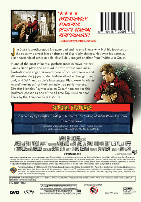 Rebel Without a Cause (MOD) (DVD Movie) - back cover art