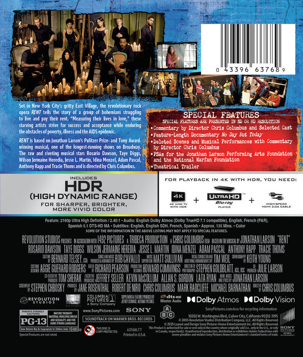 Rent (2005) (MOD) (4K Movie) - back cover art