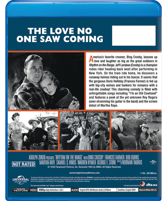Rhythm on the Range (MOD) (BluRay Movie) - back cover art