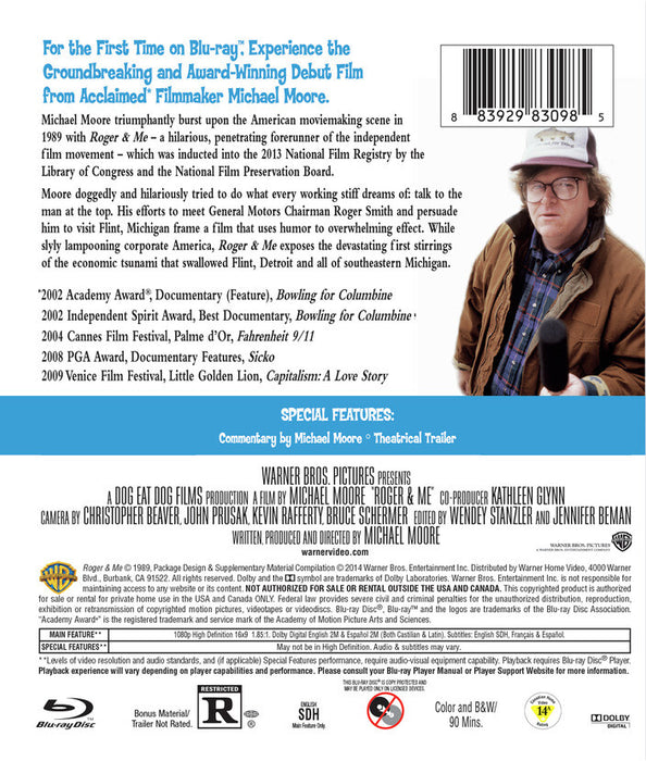 Roger & Me (MOD) (BluRay Movie) - back cover art