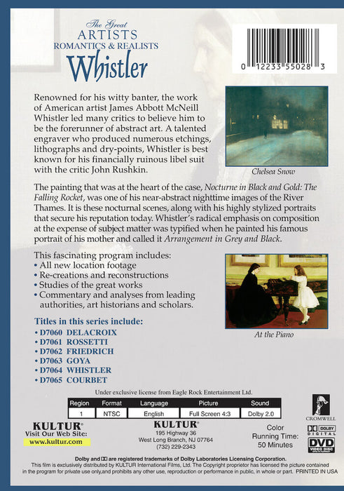 Romantics & Realists: Whistler (MOD) (DVD Movie) - back cover art