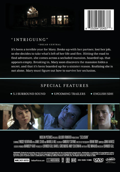 Seclusion (MOD) (DVD Movie) - back cover art
