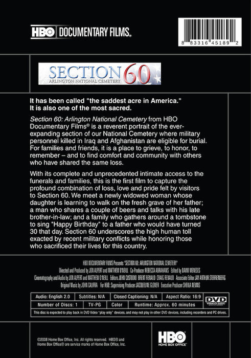 Section 60: Arlington National Cemetery (MOD) (DVD Movie) - back cover art