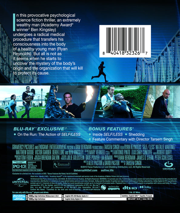 Self/Less (MOD) (BluRay Movie) - back cover art