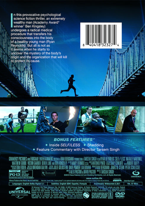 Self/Less (MOD) (DVD Movie) - back cover art