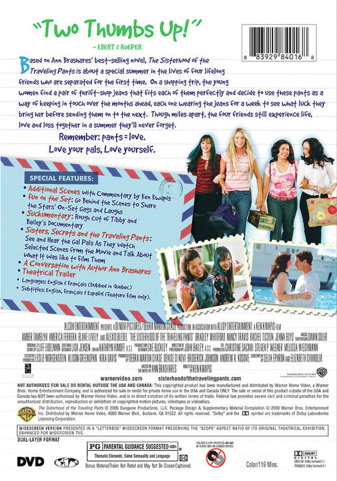 Sisterhood of the Traveling Pants (MOD) (DVD Movie) - back cover art