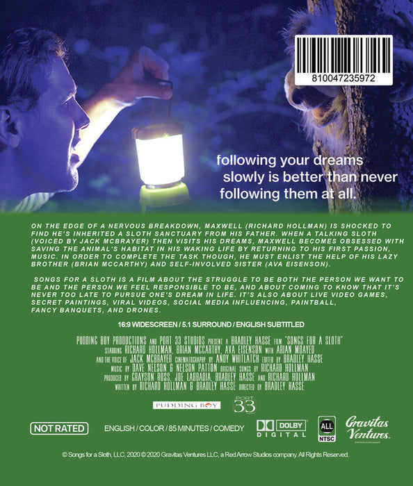 Songs for a Sloth (MOD) (BluRay Movie) - back cover art