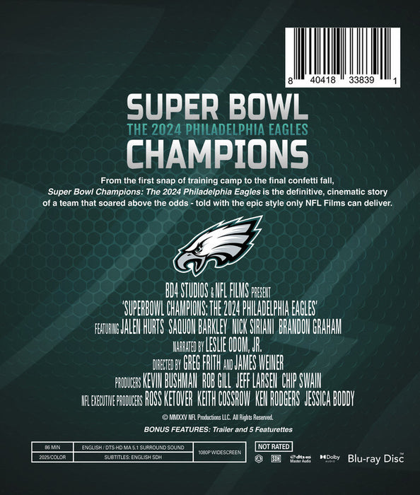 Super Bowl Champions: The 2024 Philadelphia Eagles (MOD) (BluRay Movie) - back cover art