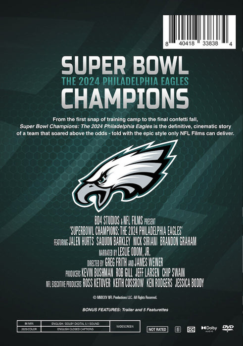 Super Bowl Champions: The 2024 Philadelphia Eagles (MOD) (DVD Movie) - back cover art