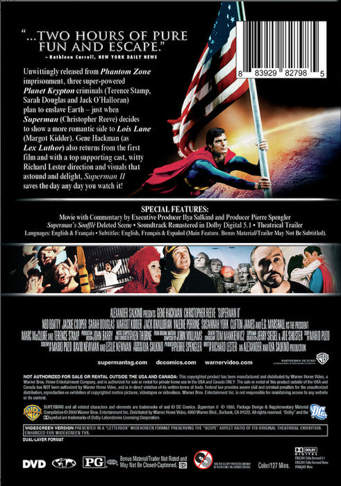 Superman II (MOD) (DVD Movie) - back cover art