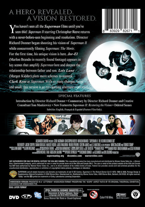Superman II: The Richard Donner Cut (MOD) (DVD Movie) - back cover art