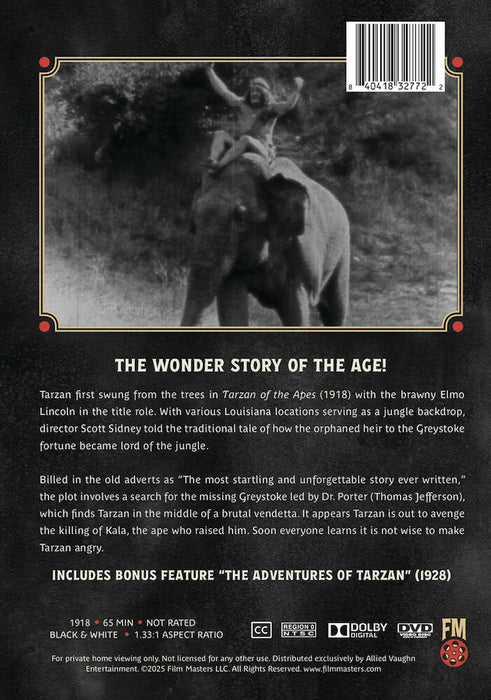 Tarzan of the Apes (1918) (MOD) (DVD Movie) - back cover art