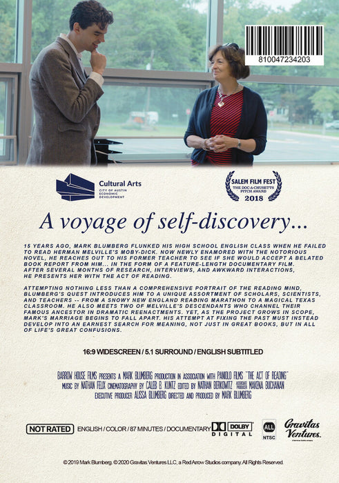 The Act of Reading (MOD) (DVD Movie) - back cover art