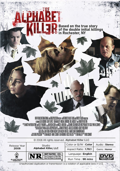 The Alphabet Killer (MOD) (DVD Movie) - back cover art