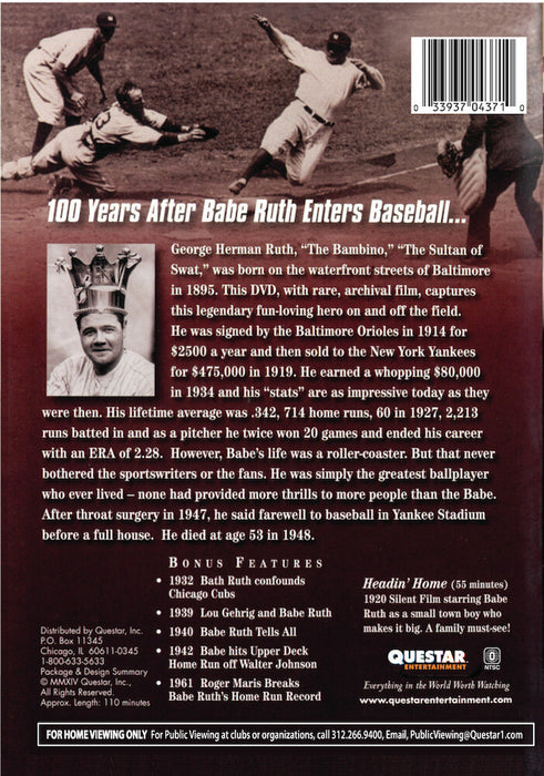 The Babe Ruth Story (MOD) (DVD Movie) - back cover art