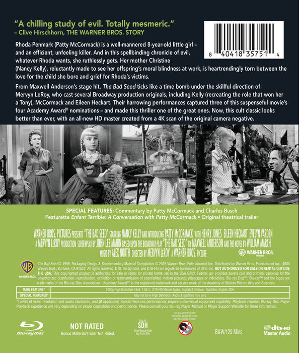 The Bad Seed (1956) - REMASTERED EDITION (MOD) (BluRay Movie) - back cover art