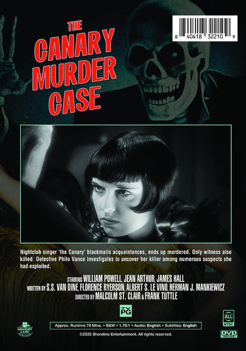 The Canary Murder Case (MOD) (DVD Movie) - back cover art