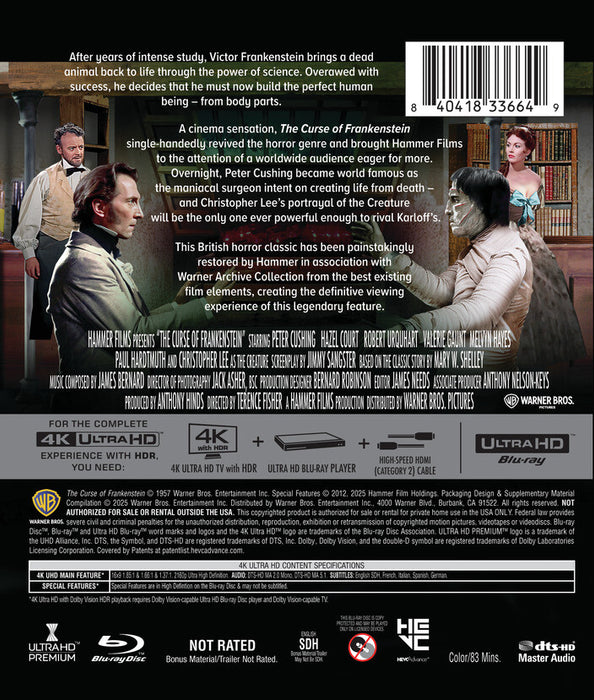The Curse of Frankenstein (MOD) (4K Movie) - back cover art