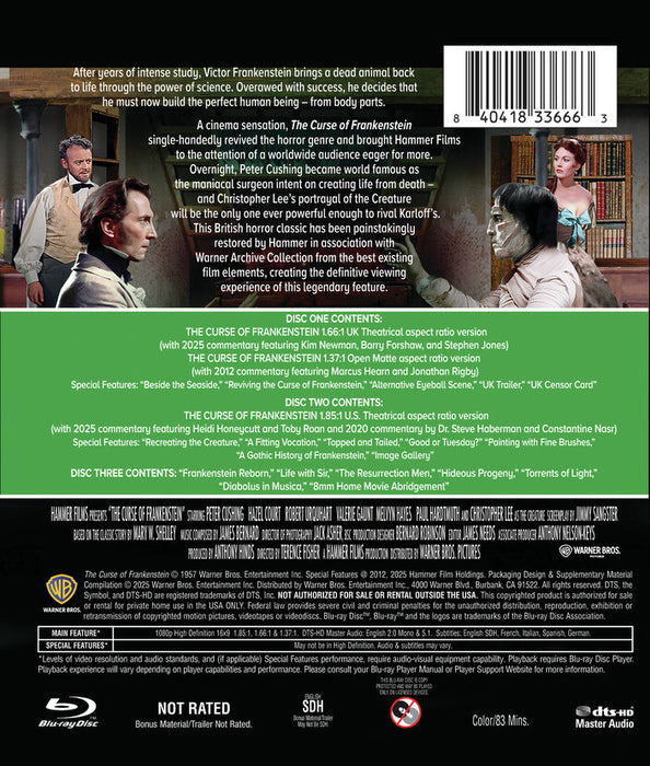 The Curse of Frankenstein (MOD) (BluRay Movie) - back cover art