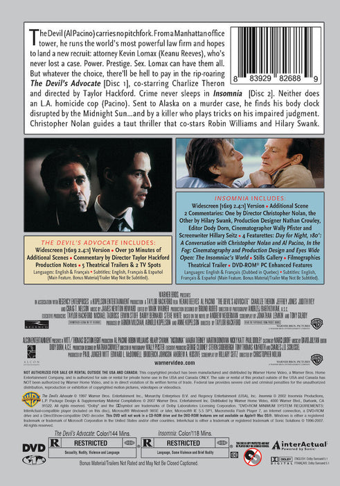 The Devil's Advocate / Insomnia (double feature) (MOD) (DVD MOVIE) image 2