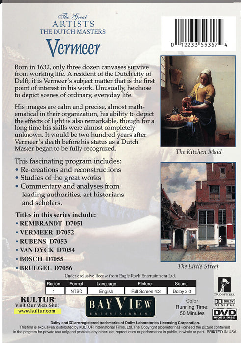 The Dutch Masters: Vermeer (MOD) (DVD Movie) - back cover art