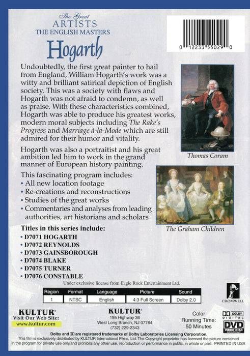 The English Masters: Hogarth (MOD) (DVD Movie) - back cover art