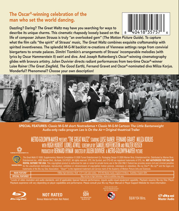 The Great Waltz (MOD) (BluRay Movie) - back cover art
