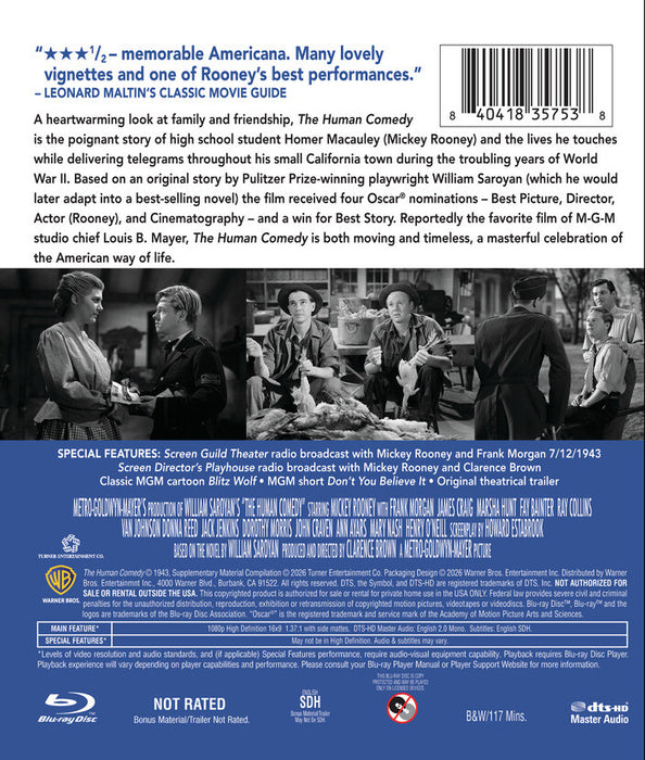 The Human Comedy (MOD) (BluRay Movie) - back cover art