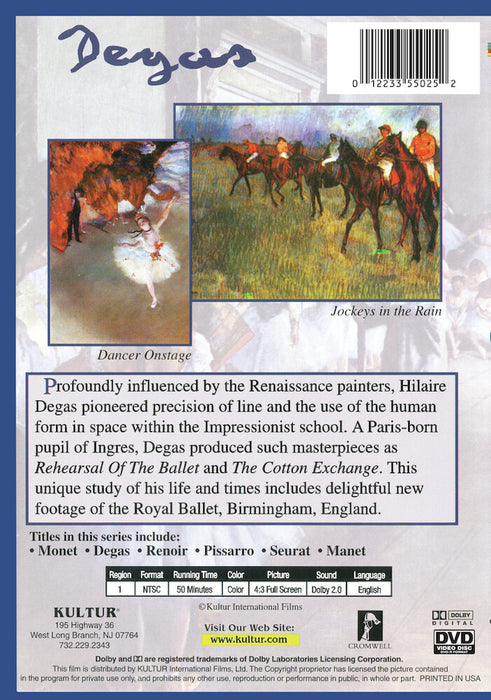 The Impressionists: Degas (MOD) (DVD Movie) - back cover art