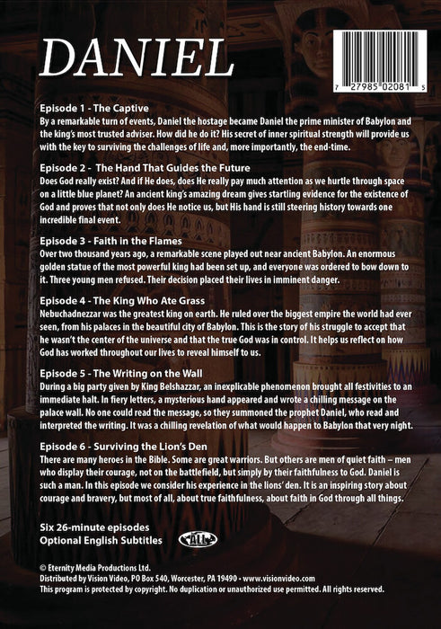 The Incredible Journey - Daniel Series (MOD) (DVD Movie) - back cover art