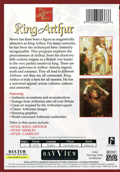 The Legend Of King Arthur: King Arthur (MOD) (DVD Movie) - back cover art