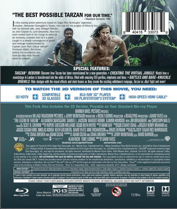 The Legend of Tarzan (MOD) (BluRay Movie) - back cover art