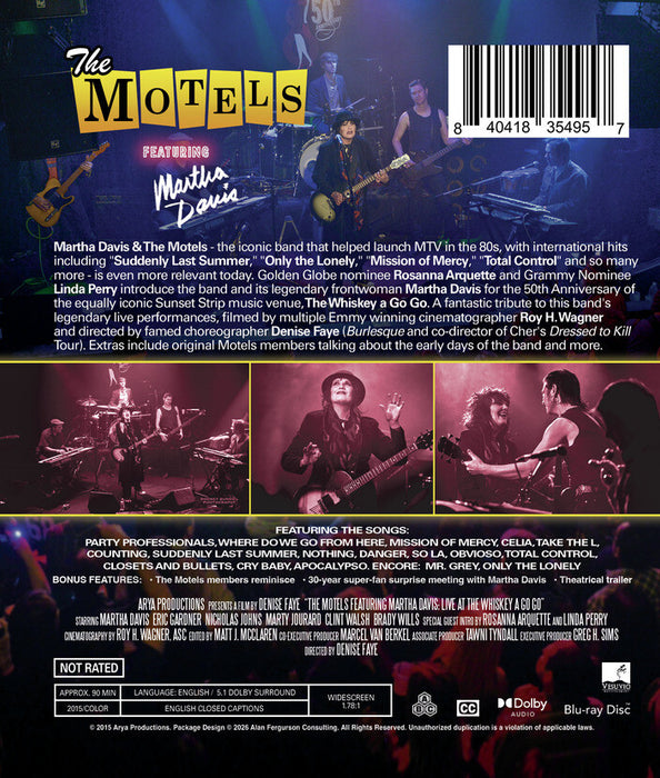 The Motels featuring Martha Davis: Live at the Whisky A Go Go (MOD) (BluRay Movie) - back cover art